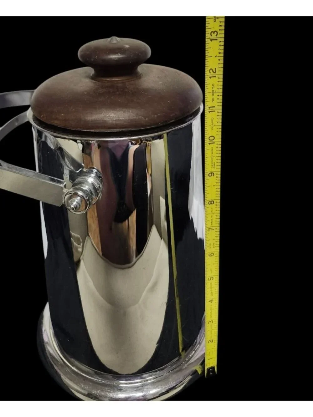 Vintage Manning-Bowman Art Deco Chrome Ice Bucket  Walnut Lid Rare Double Handle